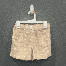 Girls Wonder Nation Size Small 6/6X Brown Tan Cream Floral Flower Shorts Bottoms