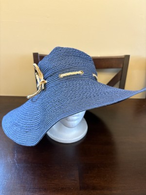 Lauren Ralph Lauren LRL Womens Floppy Sun Hat Packable Blue Woven medium  21-22”