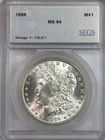1889 P Morgan Silver Dollar SEGS MS64 Better Date Morgan Shiny!