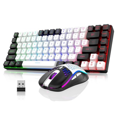 K84 Wireless Keyboard and Mouse Combo, Rainbow Backlit Rechargeable Battery, ...