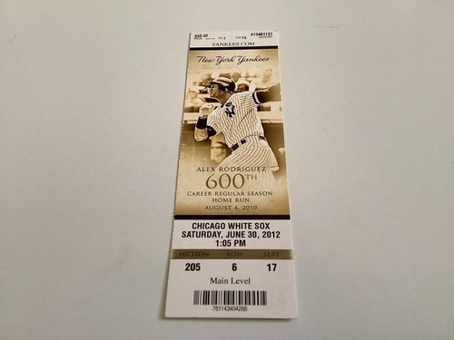 YANKEES 2012 TICKET STUB 6/30/12 VS WHITE SOX~PICK A COVER - Picture 2 of 6