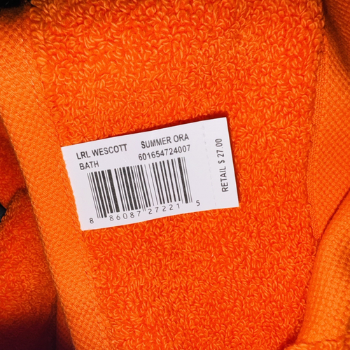 NWT (2) Lauren Ralph Lauren Wescott Bath Towels 30”x56” 100% Cotton Orange - Picture 2 of 4