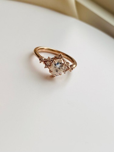 Oval Cut Genuine Moissanite Filigree Design Engagement Ring Wedding Jewelry Her - Picture 5 of 13