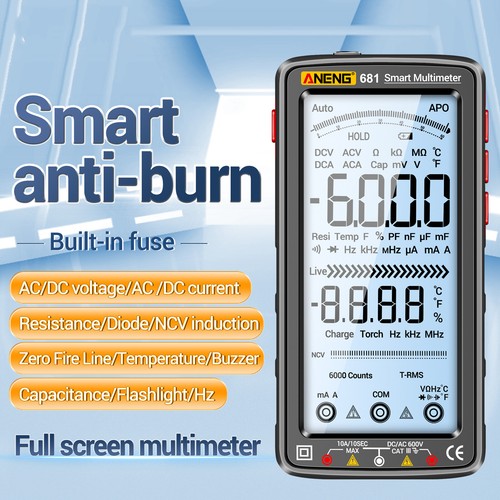 ANENG 681 LCD Multímetro Digital Medidor Universal NCV Tester 6000 Counts C4R6 - Imagen 3 de 12