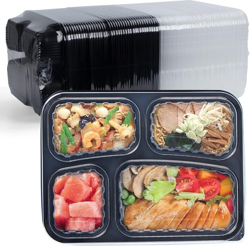 Reusable 34oz Bento Boxes with 4 Compartments - Perfect for Meal Prep & Takeout - Picture 3 of 8