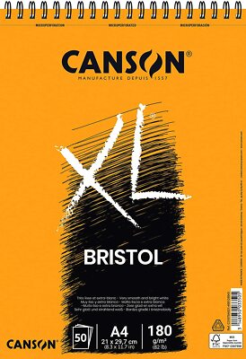 CANSON Skizzen und Studienblock XL Bristol 50 Blatt A4 180g Papier weiß glatt
