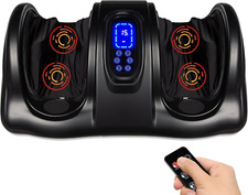 Shiatsu Foot Massager with Remote, LCD Screen  High-Intensity Rollers - Black