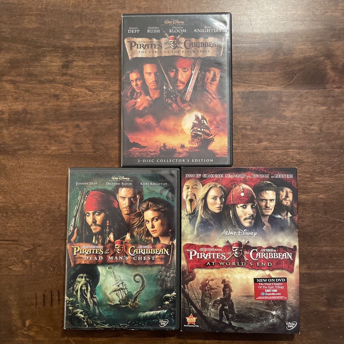 Pirates of the Caribbean Trilogy 1 2 3 Disney DVD (Lot of 3) Five