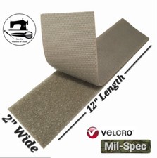 2" Wide x 12" Inch VELCRO  Brand Mil-Spec Sew-On Strip  Hook  Loop - Tan