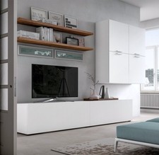 MOBILE PARETE SOGGIORNO LIBRERIA IN ESSENZA/ECO OPACO PENSILI BASI CESTONI SC1