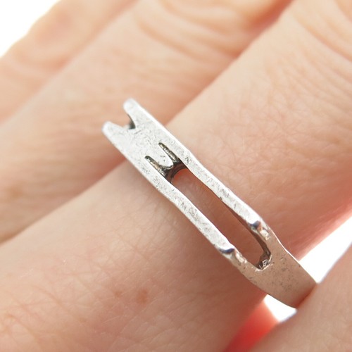 925 Sterling Silber Vintage Ring Buchstabe M / W Initialen Größe 7,5 - Bild 2 von 8