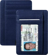 Men RFID Blocking Slim Wallet Credit Card ID Holder Thin Minimalist  Key Ring