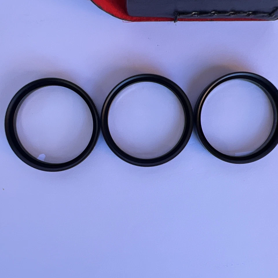 Set of 3 Sunpak 37mm UV and Skylight filters V-37 +1 +2 +4 Japan W/ Leather Case - Image 2 of 4