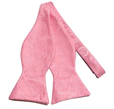 New Brand Q Men's micro fiber formal Self-tied Bow tie only PINK paisley