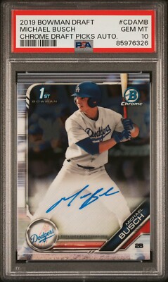 2019 Bowman Draft CDA-MB Michael Busch 1st Chrome Draft Picks Auto PSA ...