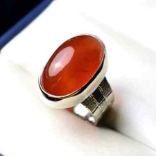 Yemeni Aqeeq Ring For Men, Carnelian Ring With Sterling Silver 925, Natural Agat