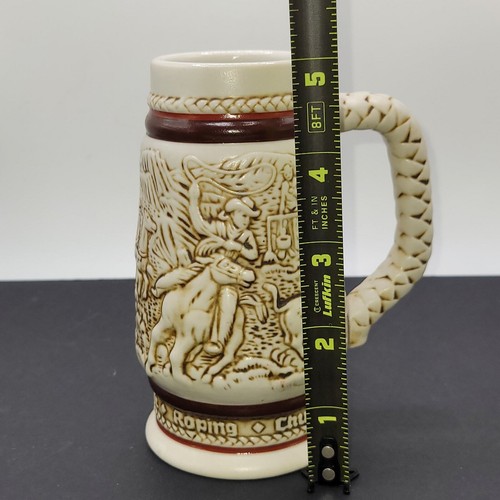 Western Round-Up 5" Ceramic Stein 1983 Avon Cattle Drive Cowboy Brazil numbered - Picture 3 of 11