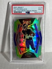 2021 Select RAVENS Neon Green Prizm Die-Cut /349 Tylan Wallace RookIE PSA 9