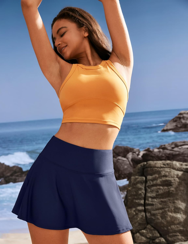 Swim Skirt Tummy Control Swim Skirt Bottoms for Women with Pockets Bathing Suit - Picture 6 of 12
