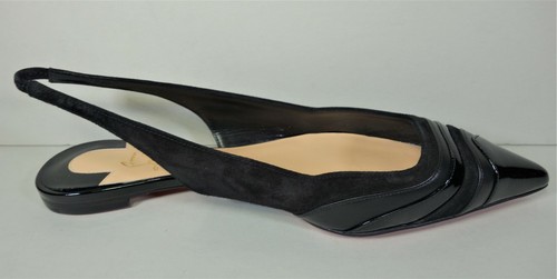 LOUBOUTIN 38/7.5 DEGRADAMA Black Ballerina Ballet Flats Point Toe NEW Classic - Picture 5 of 11