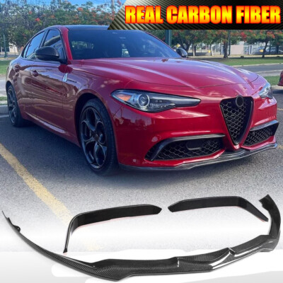 For Alfa Romeo Giulia Sport 16-24 REAL CARBON Front Bumper Lip Spoiler Air Vent