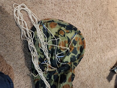 1970s Polish Army Military Small Air Drop Parachute With Lines