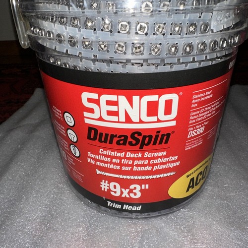 SENCO Decking Screws, 9X3 Collated, Square Drive, Trim Head, Stainless