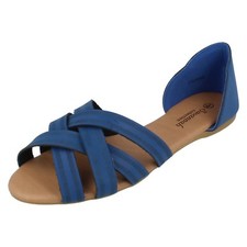 SALE Ladies F0R0059 Open Toe Flat Shoes Sandals By Savannah Collection NOW £2.99