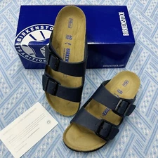 New Birkenstock Arizona Birko-Flor Blue unisex sandal Narrow /Wide Cork Sole EU