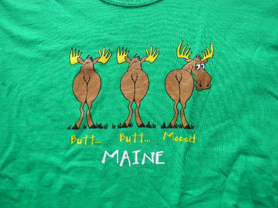 MAINE Moose Large T-Shirt Green 100% pre-shrunk cotton New w/o Tags