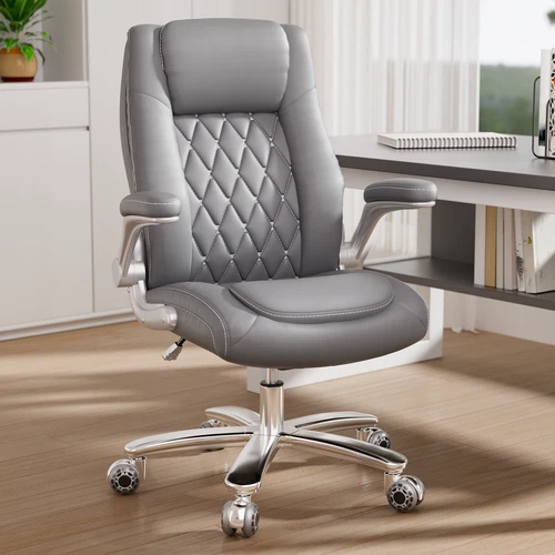 PU Leather Executive Office Chair High Back Computer Chairs with Rubber Wheels