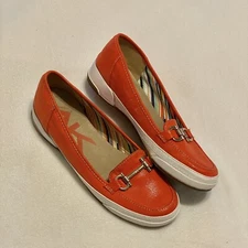 Anne Klein Sport Flats Women Size 8.5 M Slip On Shoes Orange Horse Bit