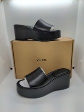 New Vince Polina Black Platform Sandal Sz 6M