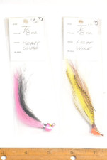 Two Hand Tied Hair/Feather Jigs Walleye Pike Fishing lures 1/8oz.