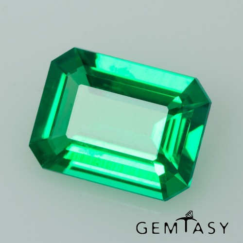Cut stone - Emerald Colombian hydrothermal lab grown, Octagon 8x6mm 1.08-1.34ct - Picture 4 of 6