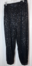 Lane Bryant Women SEQUINED JOGGERS 24 Black High Rise Clubwear Wedding Prom NEW