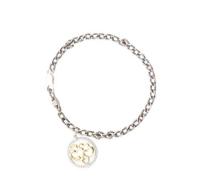 Brazalete de cadena Judith Rikpa 14K chapado en oro topacio blanco multicorazón dije - nuevo con etiquetas Foto 2 de 4