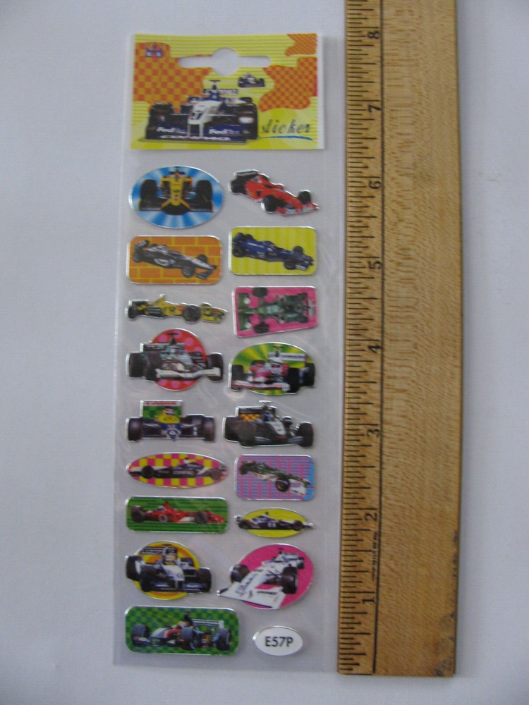 Synergy Products Mini Stickers RACE CARS 17 Pieces NIP b