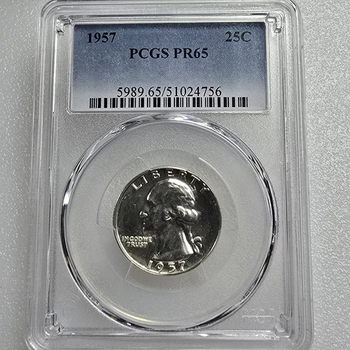 1957 Silver Washington Quarter Certified PCGS PR-65 Lot 2329