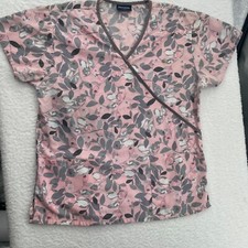 Absolute Shirt Womens Scrub Top Pink Floral Size M Medium Stain Read Description