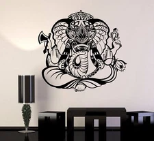 Vinyl Wall Decal Ganesha India Hindu God Ornament Hinduism Stickers (257ig)