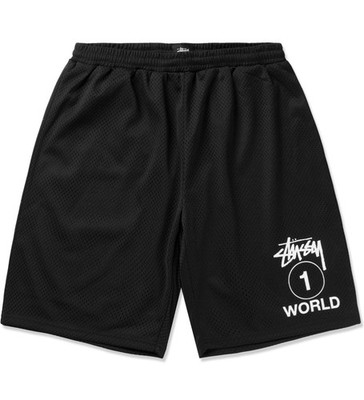 stussy Black One World Mesh Shorts