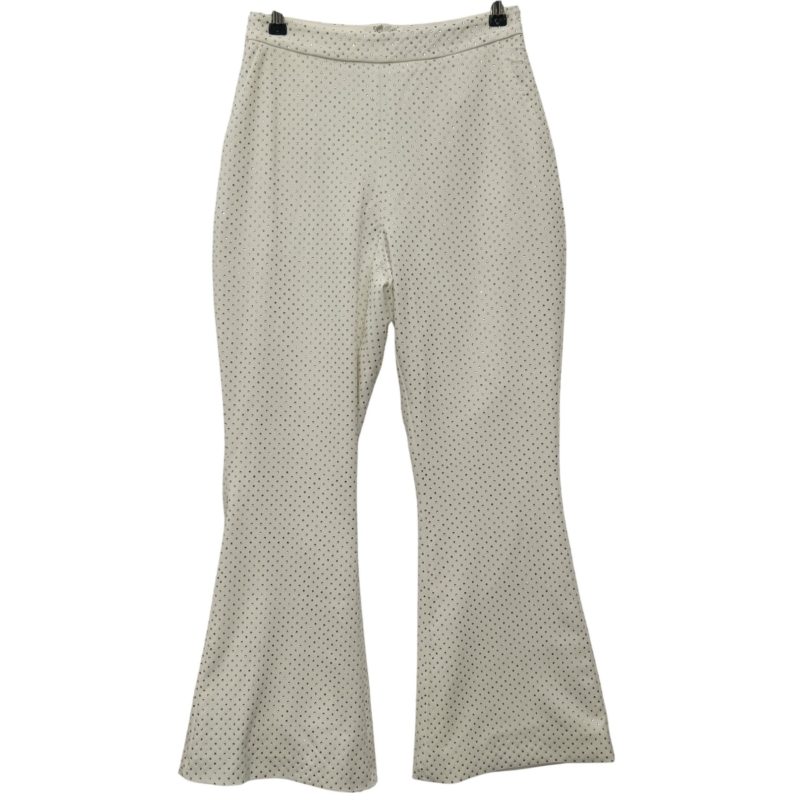 Lavish Alice Flared Trousers 10 Women White Rhinestone Embellished BNWT New