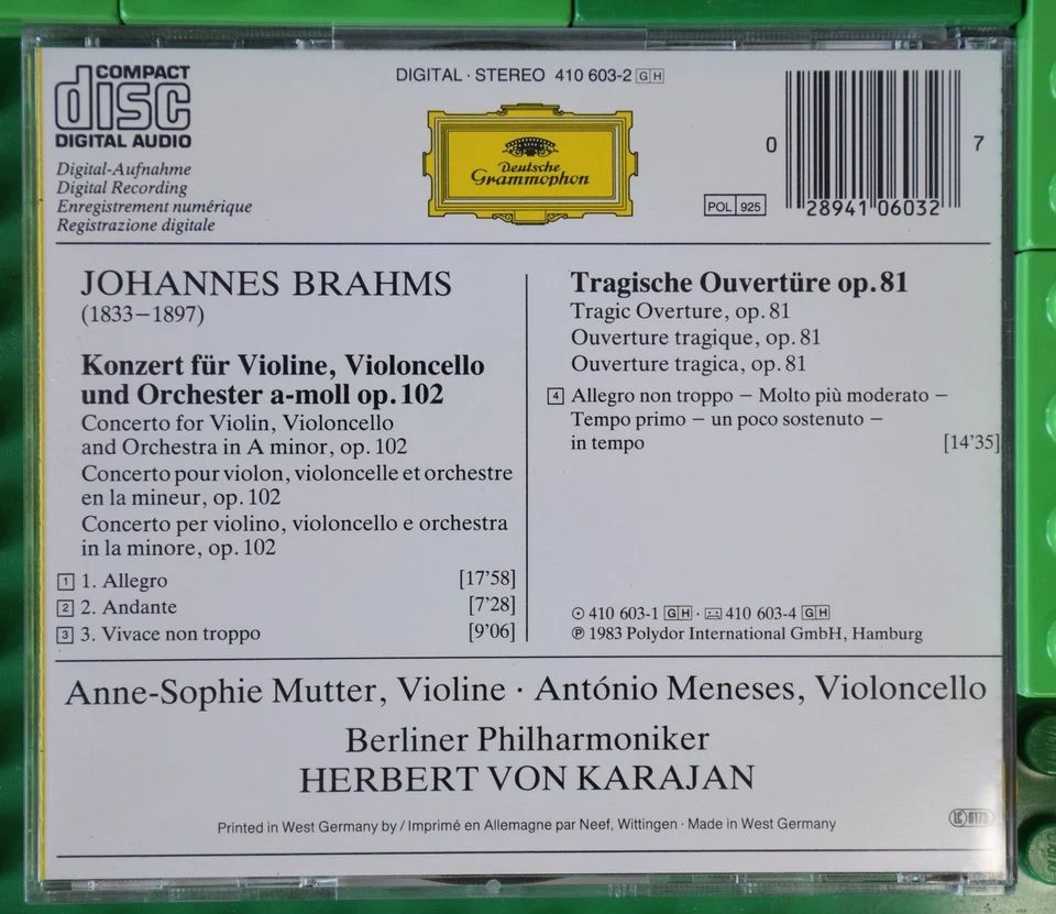 Brahms - Doppelkonzert - Mutter - Karajan - Deutsche Grammophon - CD - Bild 2 von 4