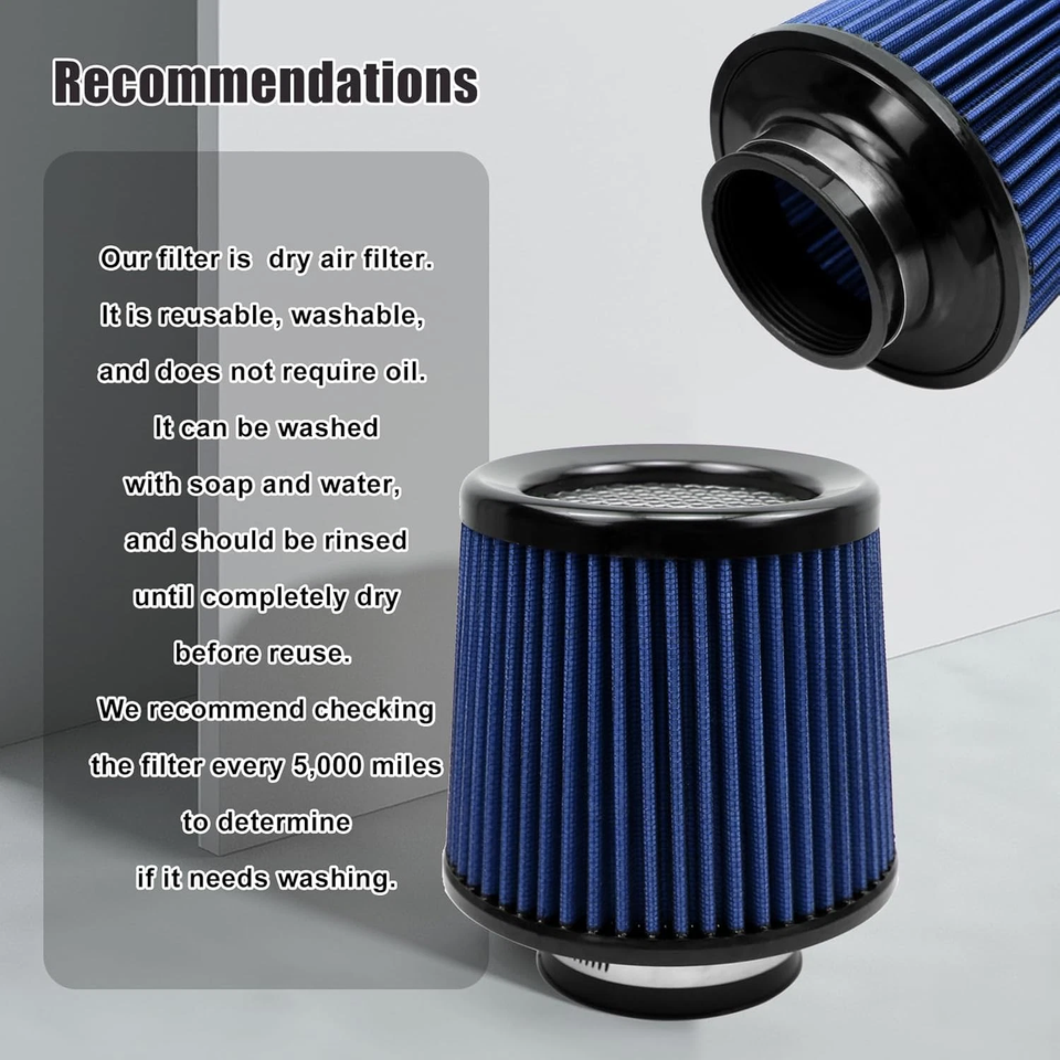 3-inch Cold Air Intake Filter 76mm, High Performance Clamp-On Engine ...