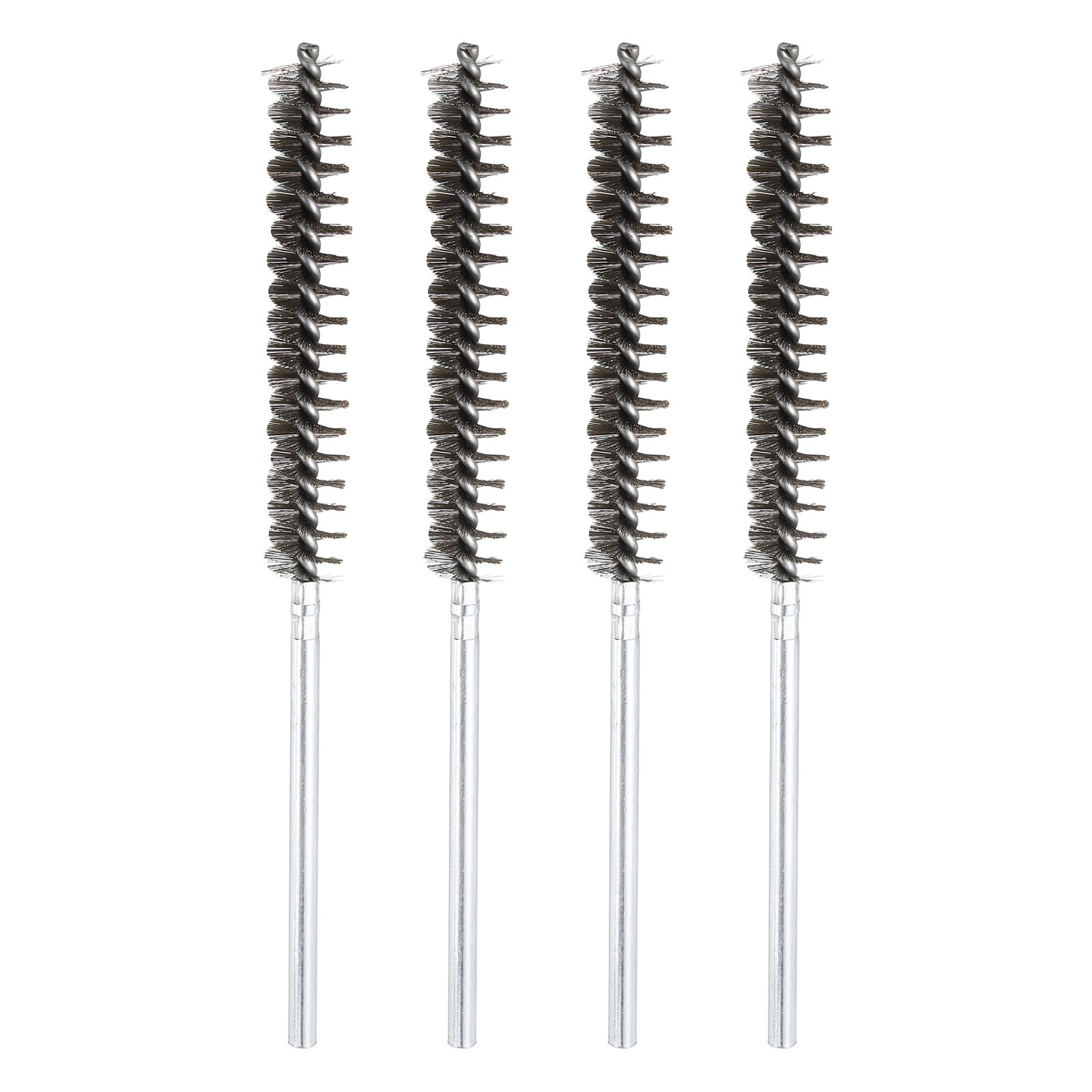 4Pcs 8" Length Wire Bore Brush Set 9/16" Shank Stainless Steel Bristles for Tube