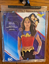 Wonder Woman Adult Costume Size L/XL up to 16 Shirt, Belt, Lasso Accessories