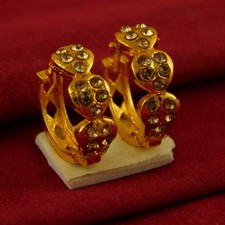 Designer Stone Studed Huggie Golplated Traditional Earrings Bollywood Jewelry