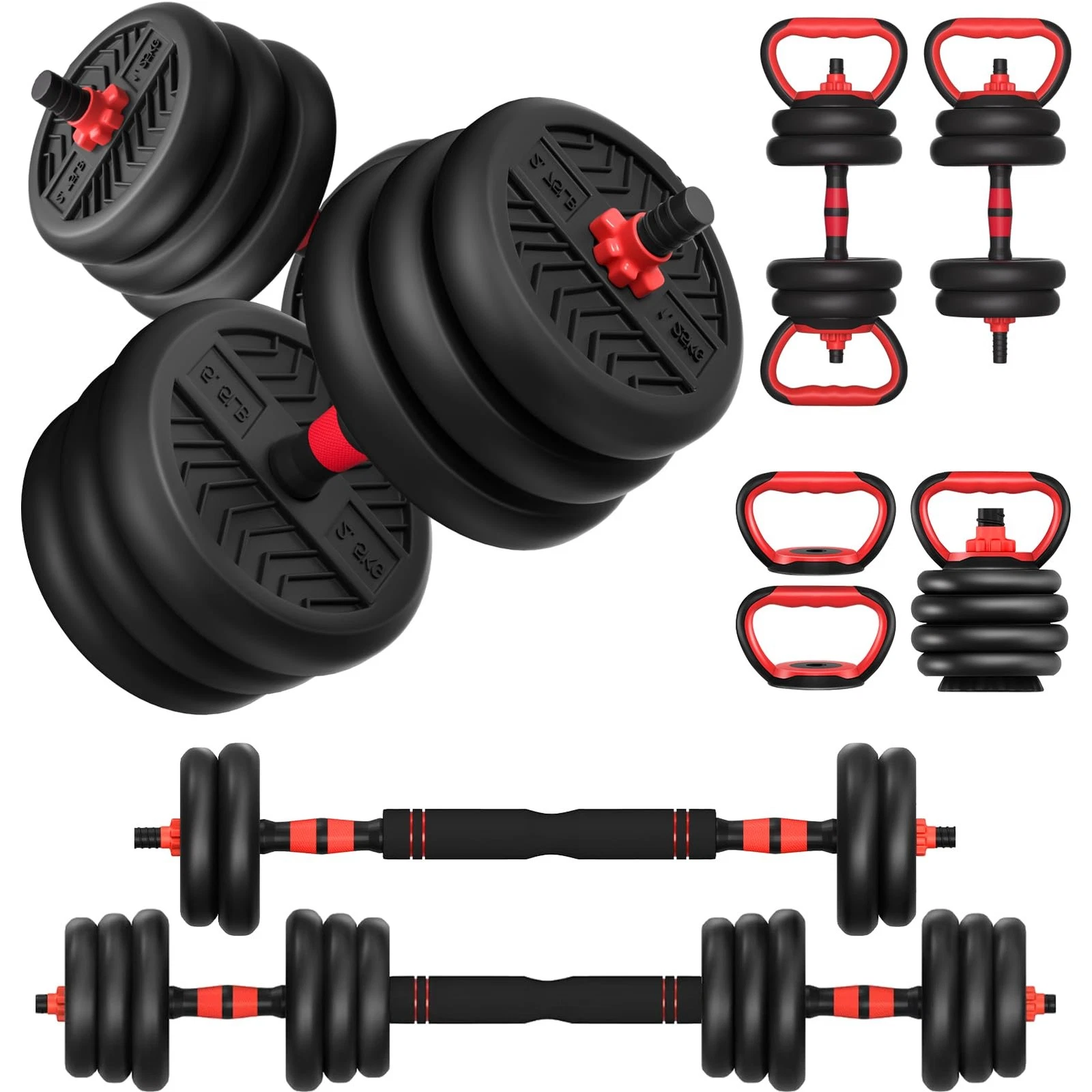 Adjustable Weights Dumbbells Set, Weights Workout Equipment Used as Barbell/K...