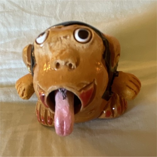 Ceramic Monkey Figurine Brown/Black with Tongue Out Animal Figurine Decor